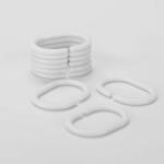 Feridras Set Inele Perdea Duș 12 pcs, alb, Plastic Durabil, Montaj Simplu (293033-B) Perdea de dus
