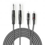 Nedis COTH23320GY50 sztereó audiokábel 2 db 6, 35 mm-es Dugasz - 2 db RCA-dugasz 5, 0m szürke