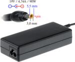Akyga AK-ND-27 19V / 4, 74A 90W 5, 5x3mm Samsung hálózati notebook töltő (AK-ND-27)