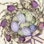  Húsvét Violet Tulips Wreath szalvéta 20 db-os 33x33 cm (PKK042674) - csinimini