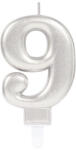  Silver, Ezüst számgyertya, tortagyertya 9-es (DPA9903697) - csinimini