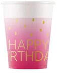  Happy Birthday Golden Pink papír pohár 8 db-os 200 ml FSC (PNN96624) - csinimini