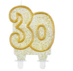  Arany csillámos 30-as Gold tortagyertya, számgyertya (MLG638957) - csinimini
