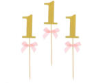  Rózsaszín 1st Birthday díszítő pálca 10 db-os (MLG134087)