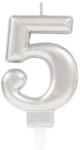  Silver, Ezüst számgyertya, tortagyertya 5-ös (DPA9903693) - csinimini