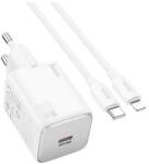 hoco. N40 WHITE + LIGHTNING 20W Type-C fehér hálózati töltő + Lightning kábel (N40 WHITE + LIGHTNING)