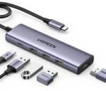 UGREEN Dokkoló állomás 5 az 1-ben 4K@30Hz, USB HUB, HDMI 1.4, 3x USB-A 3.0, USB-C szürke (15596) (15596)