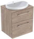 Geberit Selnova Square - Szekrény mosdókagylóval, 59x50x70 cm, 2 fiókkal, hikoridió, diófa 502.870. 00.1 (502.870.00.1)