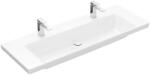 Villeroy & Boch Subway 3.0 - Dupla mosdókagyló 1300x475 mm, túlfolyó nélkül, csaptelepfuratokkal, CeramicPlus, Stone White 4A70D1RW (4A70D1RW)