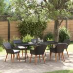 vidaXL 7 Darabos Kerti Étkező Szett Fekete Poly Rattan (3261668)
