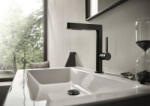 Hansgrohe Finoris mosdócsaptelep 230 kihúzható kifolyóval, lefolyógarnitúrával szálcsiszolt fekete króm 76063340 (76063340)