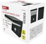 EMOS LED napelemes kerti fali lámpa szürkületérzékelővel, VEREA, 10, 7 × 15, 4 × 13 cm ZGK044S (ZGK044S)