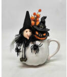 Beauty Nails Boszorka - fekete kalapos tök szappannal - halloween asztaldísz - fehér tök bögrében - 2