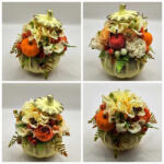 Beauty Nails Sárga - narancs - selyemvirágos - őszi asztaldísz - világos sárga tök kaspóban - 3