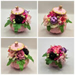 Beauty Nails Rózsaszín - selyemvirágos - őszi asztaldísz - világos rózsaszín tök kaspóban - 4