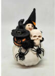 Beauty Nails Boszorka - fekete kalapos tök és koponya szappannal - halloween asztaldísz - fehér tök kaspóban - 1