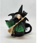 Beauty Nails Boszorka seprűvel - fekete cica szappannal - halloween asztaldísz - fekete denevér bögrében - 4