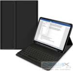 Apple iPad 10.9 (2022) / iPad 11 (2025), Bluetooth billentyűzetes mappa tok, érintőceruza tartó, érintőceruza nélkül, TP SC Pen Holder + Keyboard, fekete - mobil-box