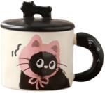 Cyrax Cana din Ceramica, Bej Print Pisica Roz Negru (134663)