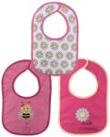 Lorelli Set 3 bavete, bumbac si peva, 30x19 cm, inchidere cu banda velcro, pink Bavata