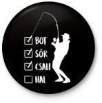 printfashion Hétvégi horgászat - Kitűző, hűtőmágnes - Fekete (17515497)