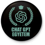printfashion Chatgpt egyetem - Kitűző, hűtőmágnes - Fekete (17476895)