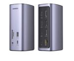 UGREEN Dokkoló állomás 12 az 1-ben, Triple Display, 8K30Hz, USB 3.1 HUB, Ethernet, HDMI 2.1, DP 1.2, 100W, szürke 90325 (90325)
