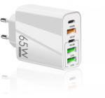 Techsuit - Prémium Fali Töltő PentaXPower (CHC2) - 3x USB QC 3.0, 2x Type-C PD 20W, 65W, 1m - Fehér