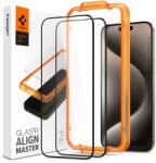Spigen GlastR Alginmaster Full kijelzővédő üveg iPhone 15 Pro Max fekete 2db (AGL06875)