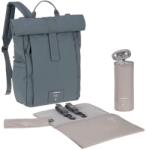 Lassig LASSIG Rucsac scutec pentru bebelusi Rucsac pentru scutece Rucsac cu covoras de infasat, atasament pentru carucior, suport pentru sticle produs in mod durabil/GRE Rucsac cu topul rulant antracit (1103