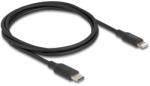 Delock Vékony, adat és töltő kábel USB Type-C - Lightning iPhone , iPad , iPod eszközökhöz, fekete 1 m Mfi