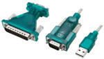 LogiLink USB 2.0 kábel, USB-A/M - darab9/M + darab25/M RS232, Win 11, 1, 3 m