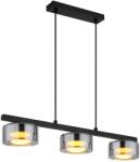 GLOBO Higgins függeszték fekete mat füstszínű 3xGx53 LED