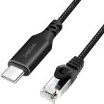LogiLink USB 3.2 Type-C Ethernet kábel, C/M RJ45/M, 1 Gbps, aktív, fekete/szürke, 10 m