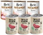  Wild Farm Wild Farm Pate Beef 3x400g gluténmentes kutyatáp + BRIT PATE & MEAT RABBIT 3x400g