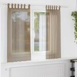 vidaXL 2 db világosbarna fátyolfüggönyök hurokkal 140x140 cm (4102311)