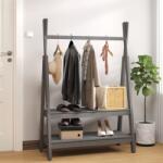 vidaXL szürke tömör fenyőfa ruhatartó állvány 100 x 45 x 150 cm (824990)