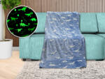  Patura fosforescenta microflanel DINO BLUE 150x200 cm albastru Patura