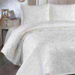 Dowry World Cuvertura jacquard tip chenille 230x240 cm + 2 fete de perna, Slayka Crem