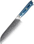 HARAHU Cuțit de bucătărie damasc TU-37504 - Santoku / Albastru KP37504