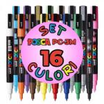 uni Marker UNI Posca PC-3M, varf rotund, 0.9-1.3mm, set 16 culori (M1482)