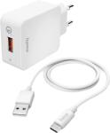 Hama FIC E3 hálózati töltő, QC, USB-A, Type-C kábellel, 19, 5W, fehér (201626) (201626)