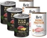 Brit Mono Protein cu curcan 3x400g + Wild Farm Monoprotein Mistreț 3x400g