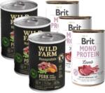 Brit Mono Protein Lamb 3x400g + Wild Farm Monoprotein Pork 3x400g