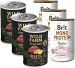 Brit MONO PROTEIN RABBIT 3x400g + Wild Farm Monoprotein Wild Boar 3x400g