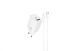 hoco. N61 Gentle hálózati gyorstöltő (USB - Type-C) (PD)20W Lightning/Type-C kábellel fehér (PM037420) (PM037420)
