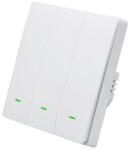 SmartWise B63 UNI Wi-Fi + eWeLink-Remote, univerzális bekötésű, 3 áramkörös, fizikai nyomógombos okos villanykapcsoló, fehér