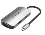 Vention USB-C -> HDMI/VGA/USB 3.0/PD (0, 15m Szürke Aluminum Ötvözet) Dokkoló (TQAHB) (TQAHB) - aqua