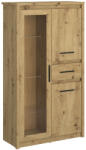  Alacsony vitrin 2D1W1S, artisan tölgy, AIRON (KD-0000374703)