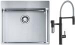 Franke Box BXX 210-54 TL zlewozmywak 57x51 cm stalowy z baterią kuchenną Vital Semi-Pro czarny mat/stal (1270369295, 1200621313)